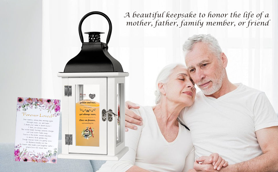 Memorial Lantern Bereavement Gift in Memory of Loved One - Unique Wood & Metal Solar LED Candle Sympathy Gift for Loss of Mother, Father(Love Bird)