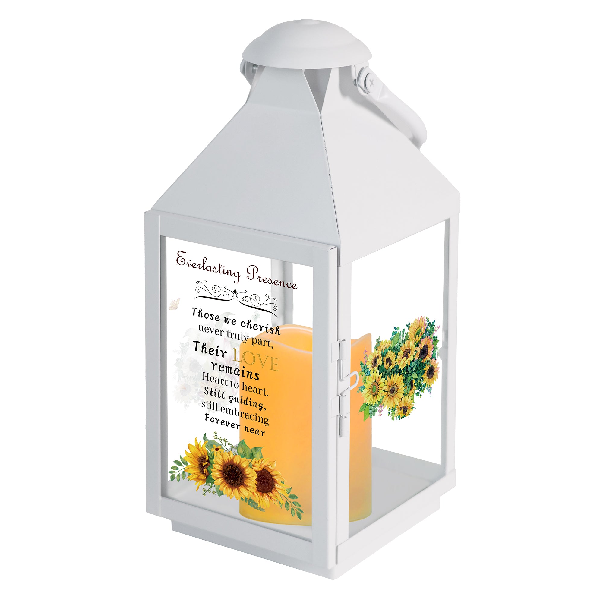 Memorial Lantern Bereavement Gifts in Memory of Loved One – Solar LED Candle Sympathy Gift for Loss of Mother, Father, Family(Sunflower)