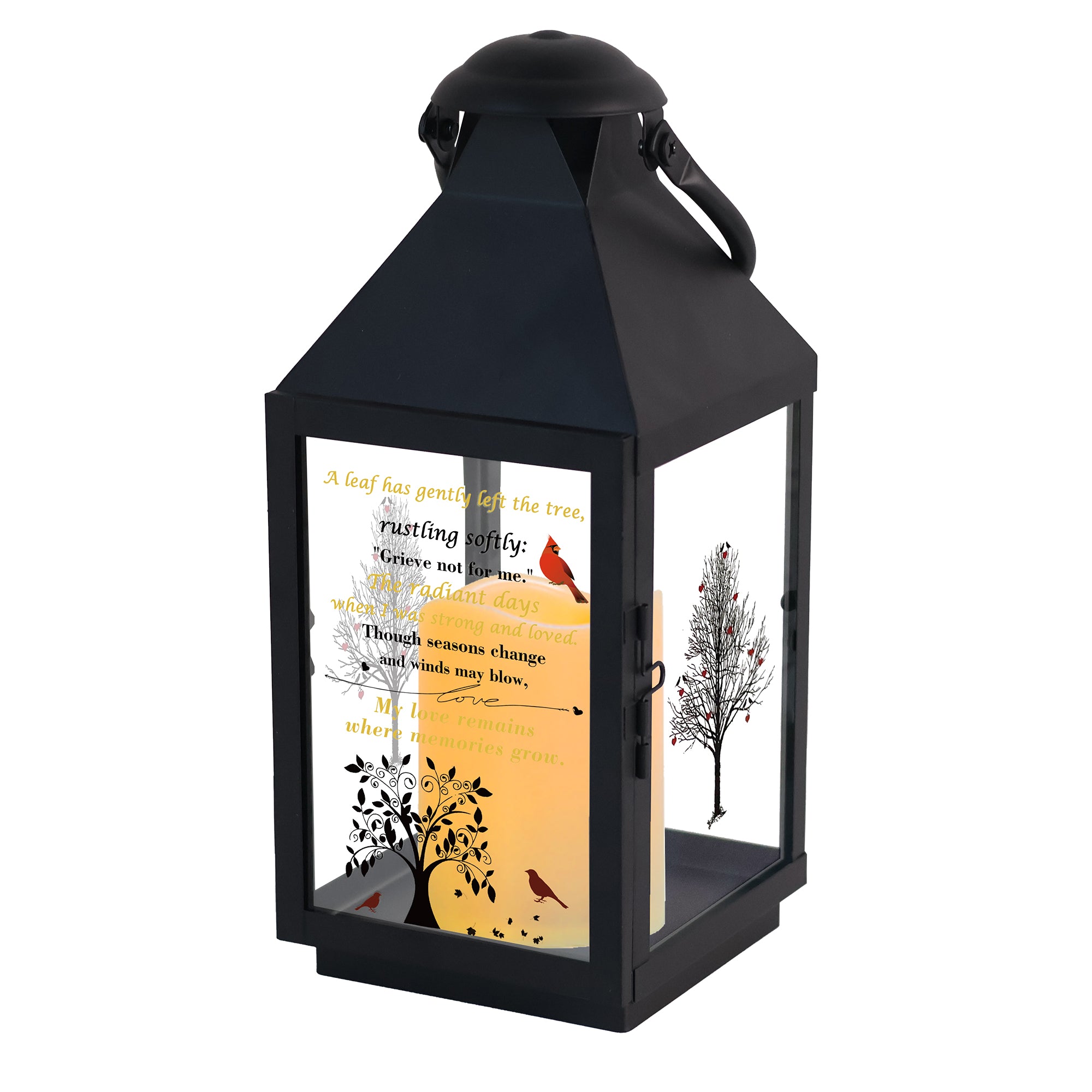 Memorial Lantern Bereavement Gifts in Memory of Loved One – Solar LED Candle Sympathy Gift for Loss of Mother, Father, Family(red Tree Bird)
