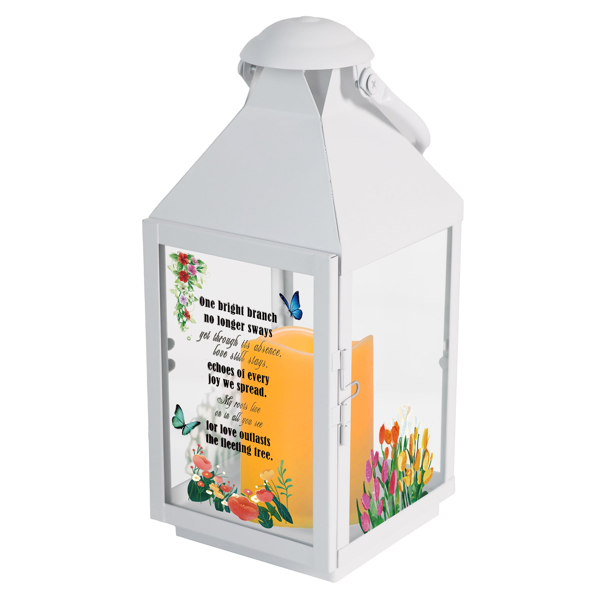 Memorial Lantern Bereavement Gifts in Memory of Loved One – Solar LED Candle Sympathy Gift for Loss of Mother, Father, Family(Tulip Butterfly)