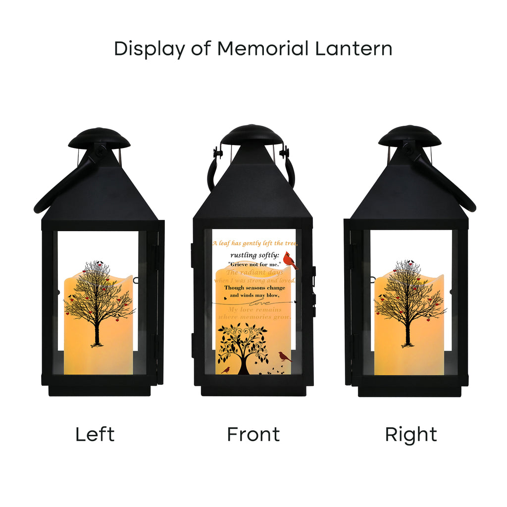 Memorial Lantern Bereavement Gifts in Memory of Loved One – Solar LED Candle Sympathy Gift for Loss of Mother, Father, Family(red Tree Bird)