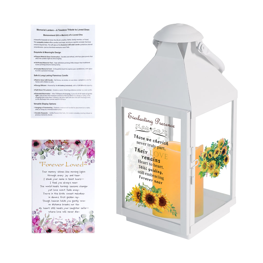 Memorial Lantern Bereavement Gifts in Memory of Loved One – Solar LED Candle Sympathy Gift for Loss of Mother, Father, Family(Sunflower)
