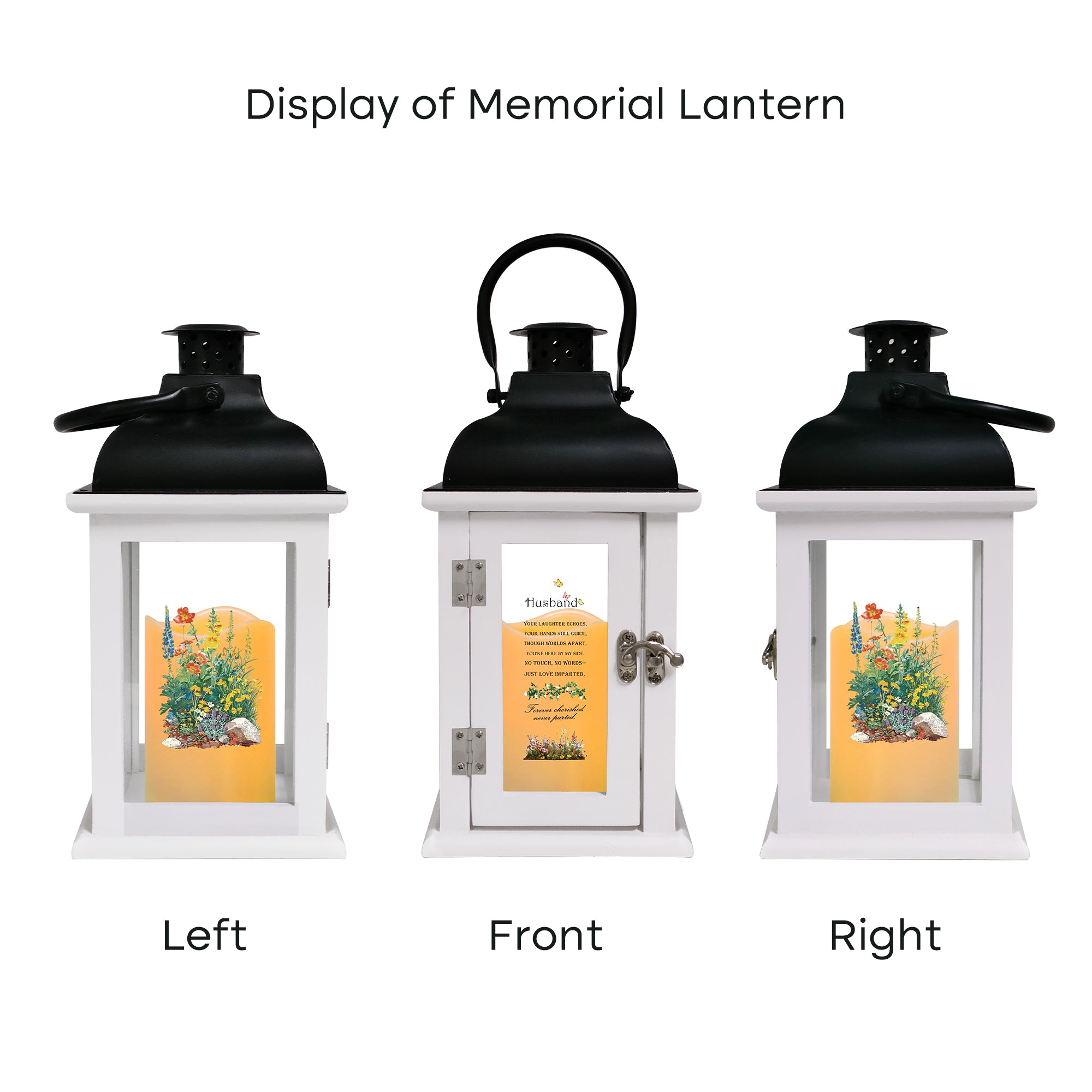 Memorial Lantern Bereavement Gift in Memory of Loved One - Unique Wood & Metal Solar LED Candle Sympathy Gift for Loss of Mother, Father(Yellow Flower)