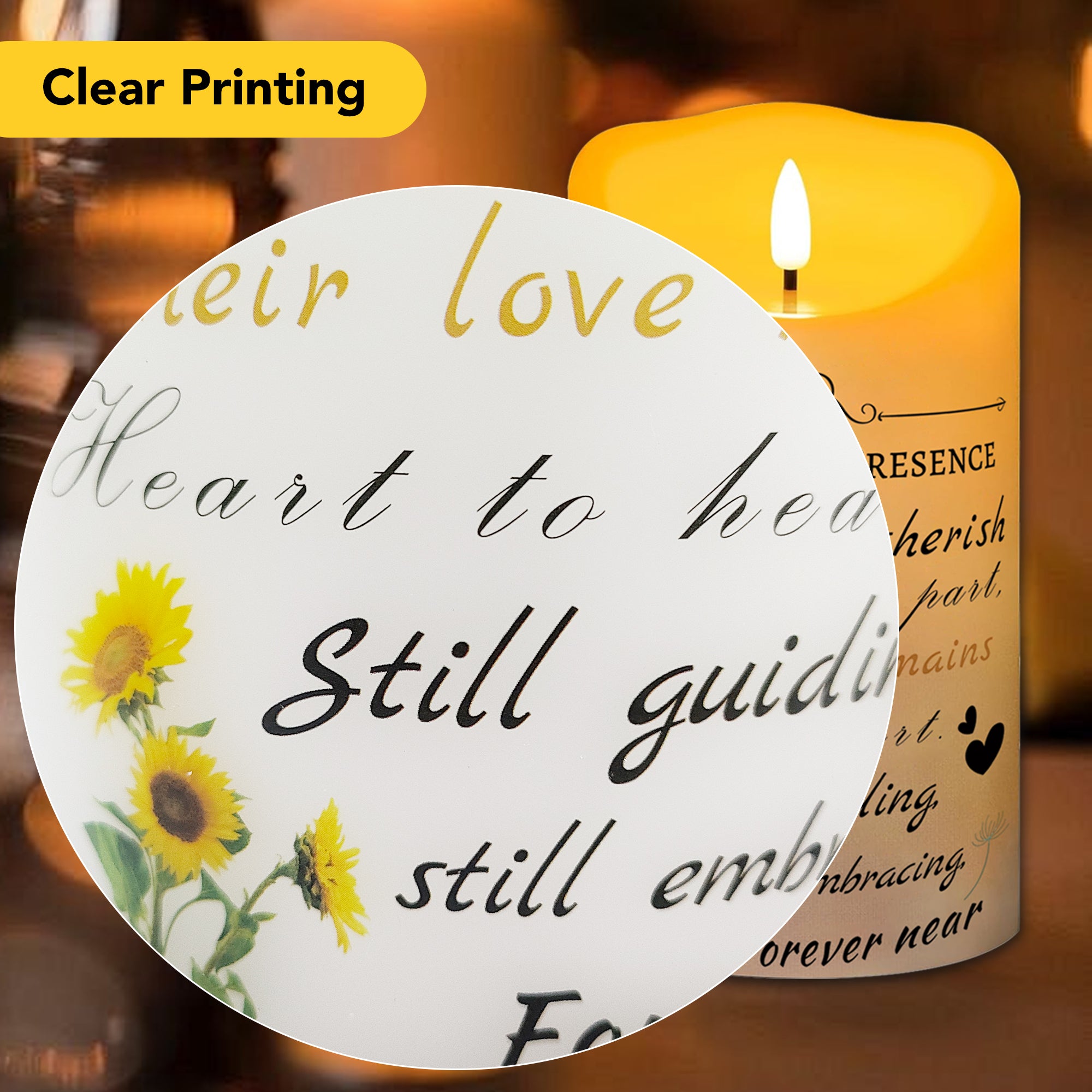 Electronic Flameless Candle - Realistic Wax Memorial Candle with Remote Control, Timer, and Condolence Message, Perfect for Remembering Loved Ones (2 Pack, 4" W × 7" H (Flower)