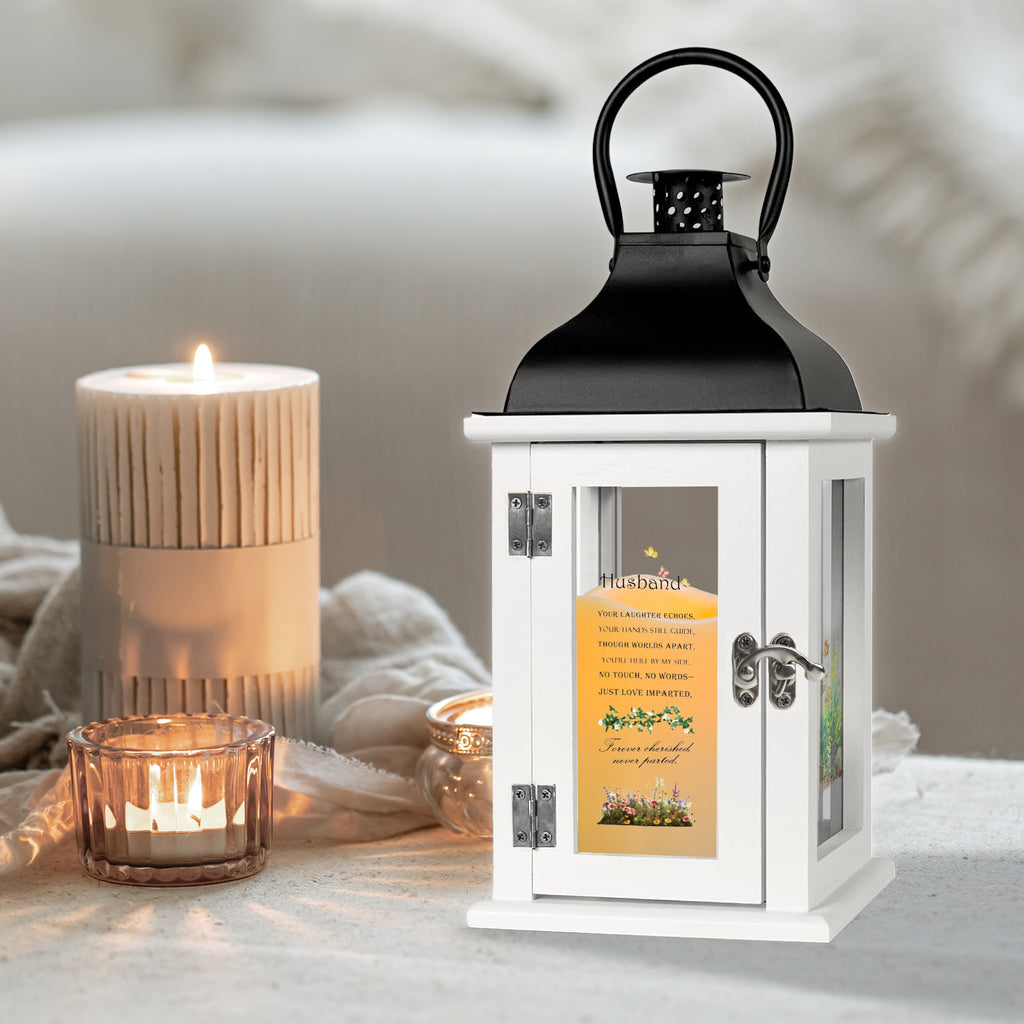 Memorial Lantern Bereavement Gift in Memory of Loved One - Unique Wood & Metal Solar LED Candle Sympathy Gift for Loss of Mother, Father(Yellow Flower)