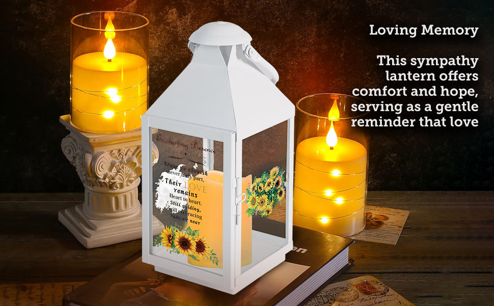 Memorial Lantern Bereavement Gifts in Memory of Loved One – Solar LED Candle Sympathy Gift for Loss of Mother, Father, Family(Sunflower)