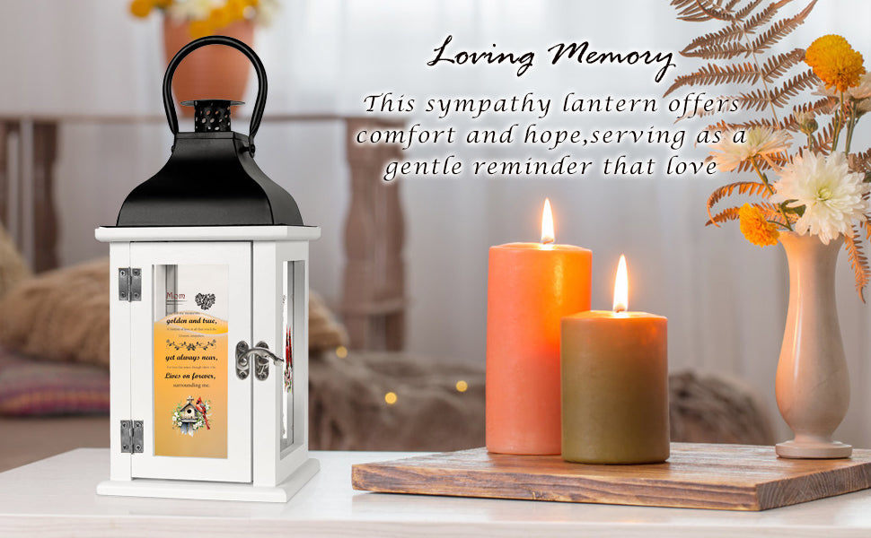 Memorial Lantern Bereavement Gift in Memory of Loved One - Unique Wood & Metal Solar LED Candle Sympathy Gift for Loss of Mother, Father(Love Bird)