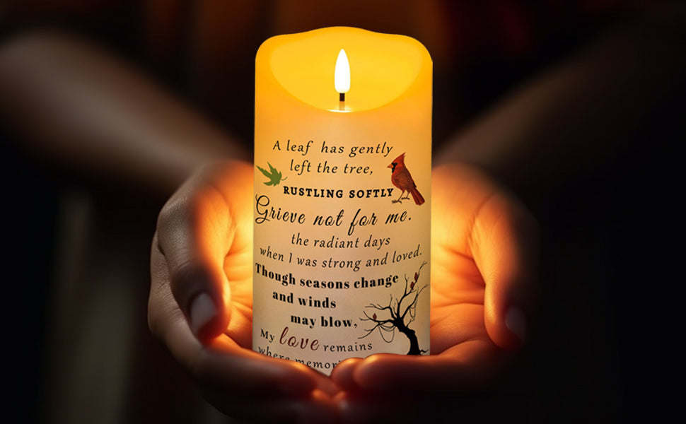 Electronic Flameless Candle - Realistic Wax Memorial Candle with Remote Control, Timer, and Condolence Message, Perfect for Remembering Loved Ones (2 Pack, 4" W × 7" H (Bird)