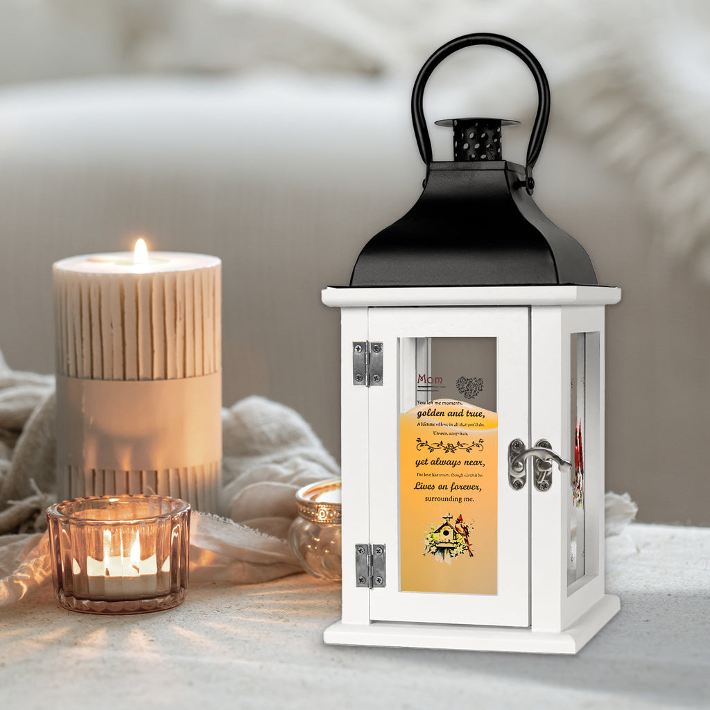 Memorial Lantern Bereavement Gift in Memory of Loved One - Unique Wood & Metal Solar LED Candle Sympathy Gift for Loss of Mother, Father(Love Bird)