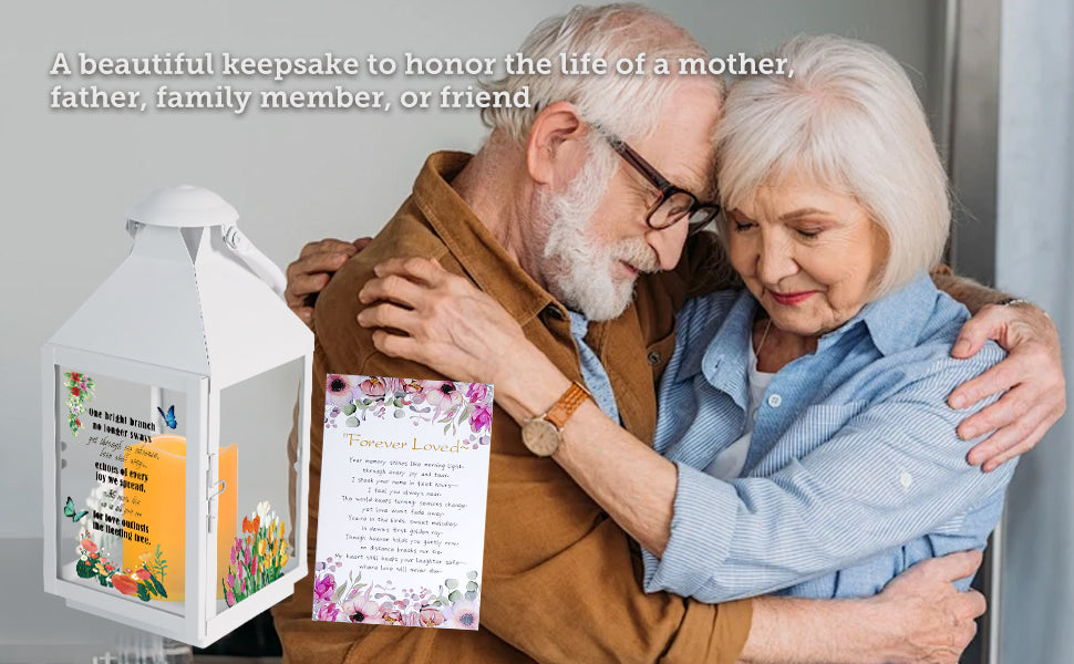Memorial Lantern Bereavement Gifts in Memory of Loved One – Solar LED Candle Sympathy Gift for Loss of Mother, Father, Family(Tulip Butterfly)
