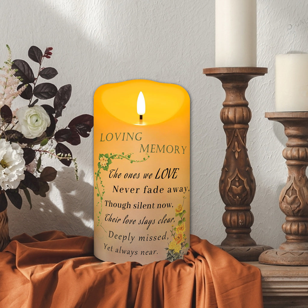 Electronic Flameless Candle - Realistic Wax Memorial Candle with Remote Control, Timer, and Condolence Message, Perfect for Remembering Loved Ones (2 Pack, 4" W × 7" H (Flower)