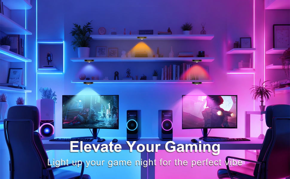 6-Pack Rechargeable LED RGB Puck Lights with Remote, 1200mAh Battery, 15 Colors, Magnetic or Bracket Mount, Charging Dock, Under Cabinet Lights for Kitchen, Closet, Bedroom