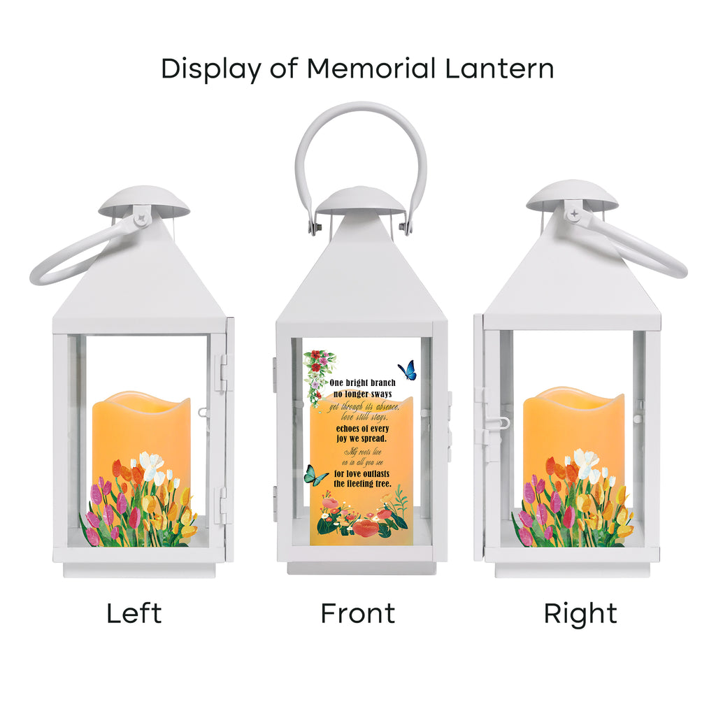 Memorial Lantern Bereavement Gifts in Memory of Loved One – Solar LED Candle Sympathy Gift for Loss of Mother, Father, Family(Tulip Butterfly)