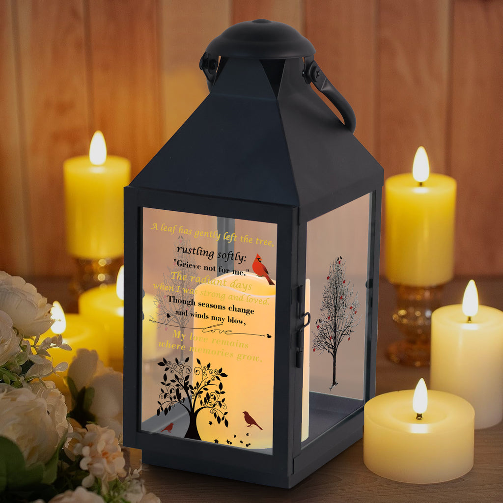 Memorial Lantern Bereavement Gifts in Memory of Loved One – Solar LED Candle Sympathy Gift for Loss of Mother, Father, Family(red Tree Bird)