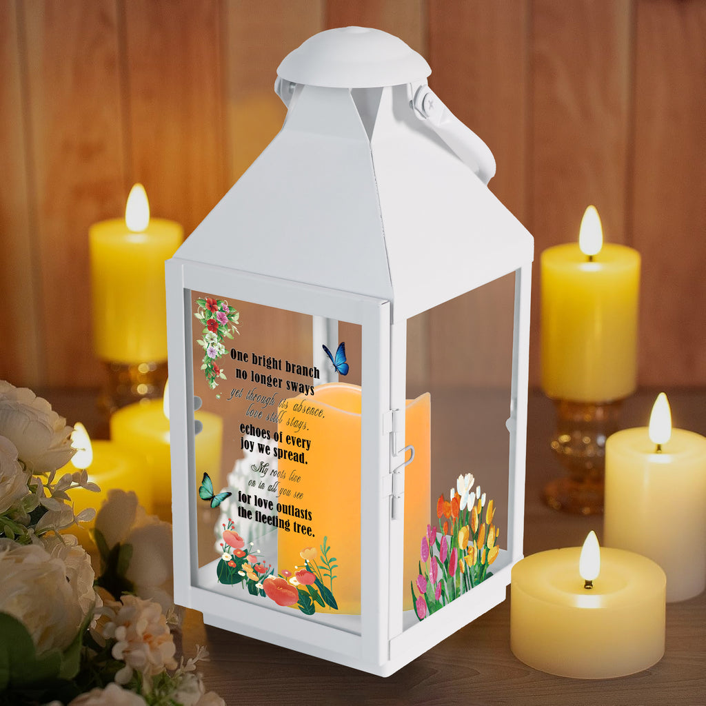 Memorial Lantern Bereavement Gifts in Memory of Loved One – Solar LED Candle Sympathy Gift for Loss of Mother, Father, Family(Tulip Butterfly)