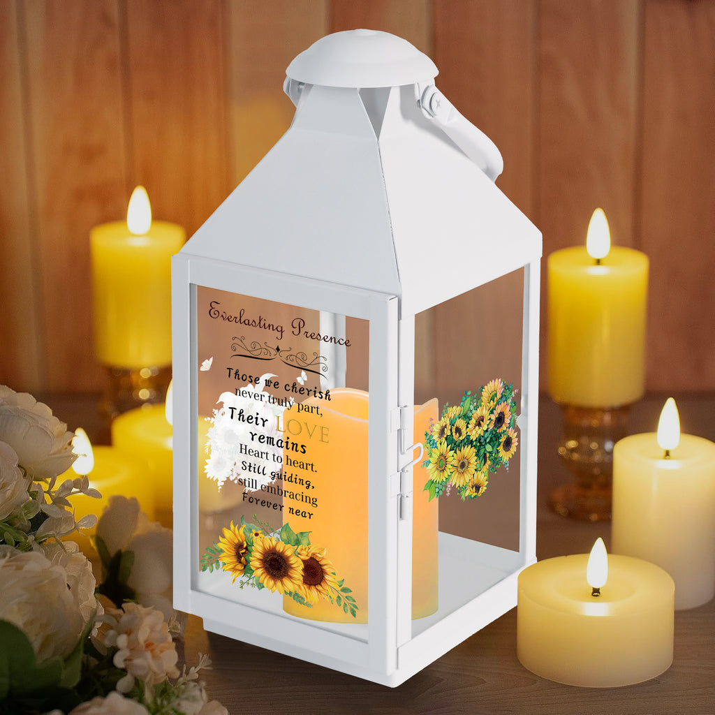 Memorial Lantern Bereavement Gifts in Memory of Loved One – Solar LED Candle Sympathy Gift for Loss of Mother, Father, Family(Sunflower)