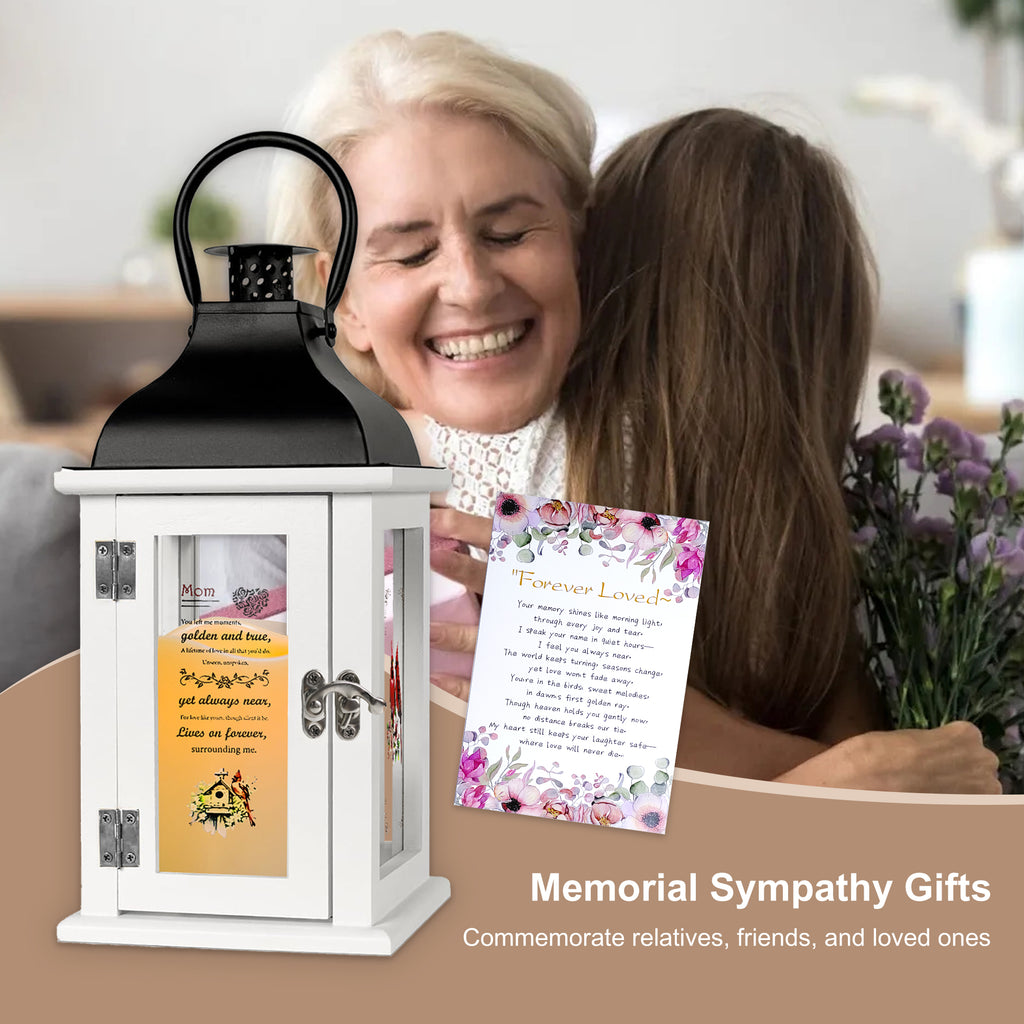 Memorial Lantern Bereavement Gift in Memory of Loved One - Unique Wood & Metal Solar LED Candle Sympathy Gift for Loss of Mother, Father(Love Bird)