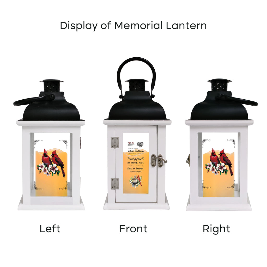 Memorial Lantern Bereavement Gift in Memory of Loved One - Unique Wood & Metal Solar LED Candle Sympathy Gift for Loss of Mother, Father(Love Bird)