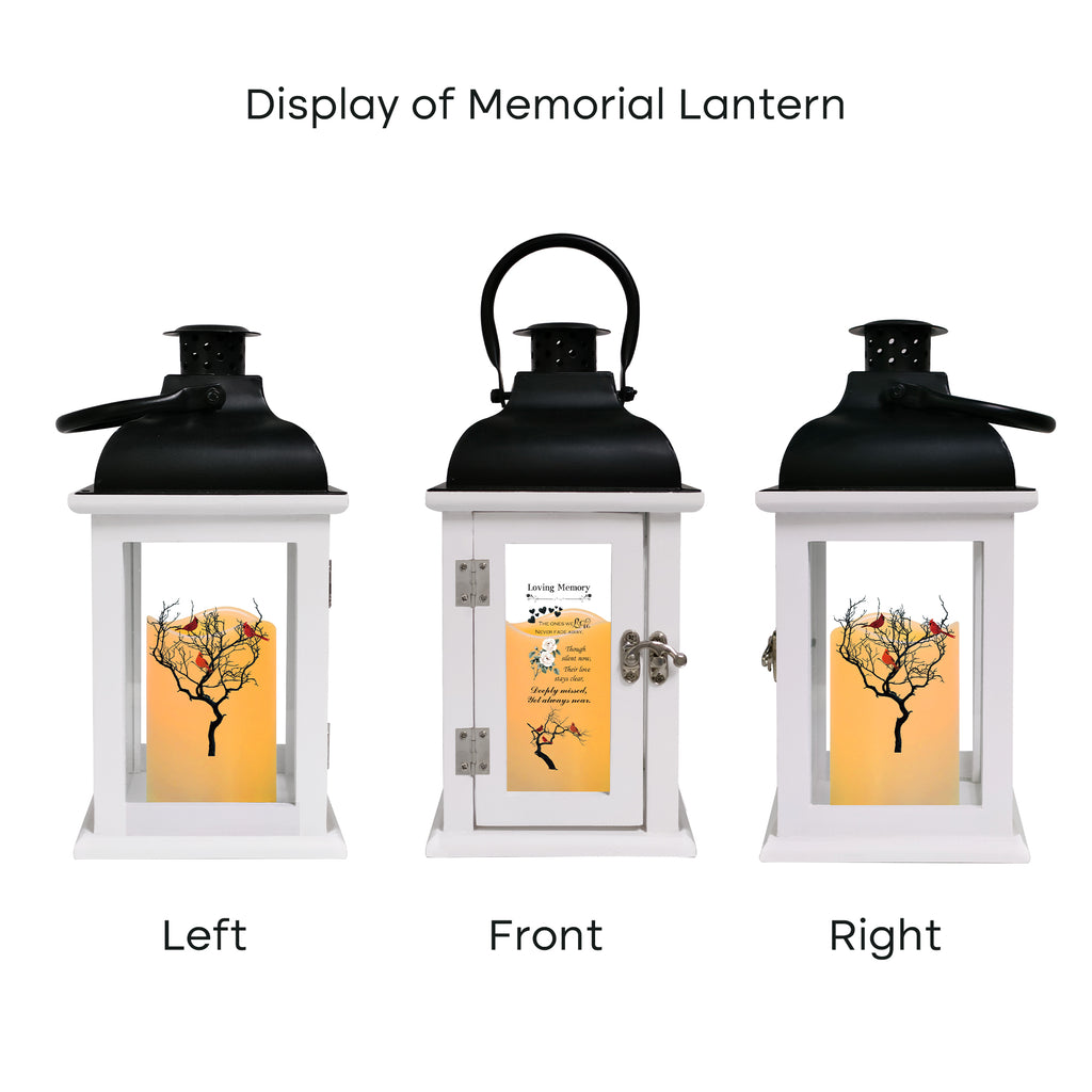 Memorial Lantern Bereavement Gift in Memory of Loved One - Unique Wood & Metal Solar LED Candle Sympathy Gift for Loss of Mother, Father(Tree Bird)