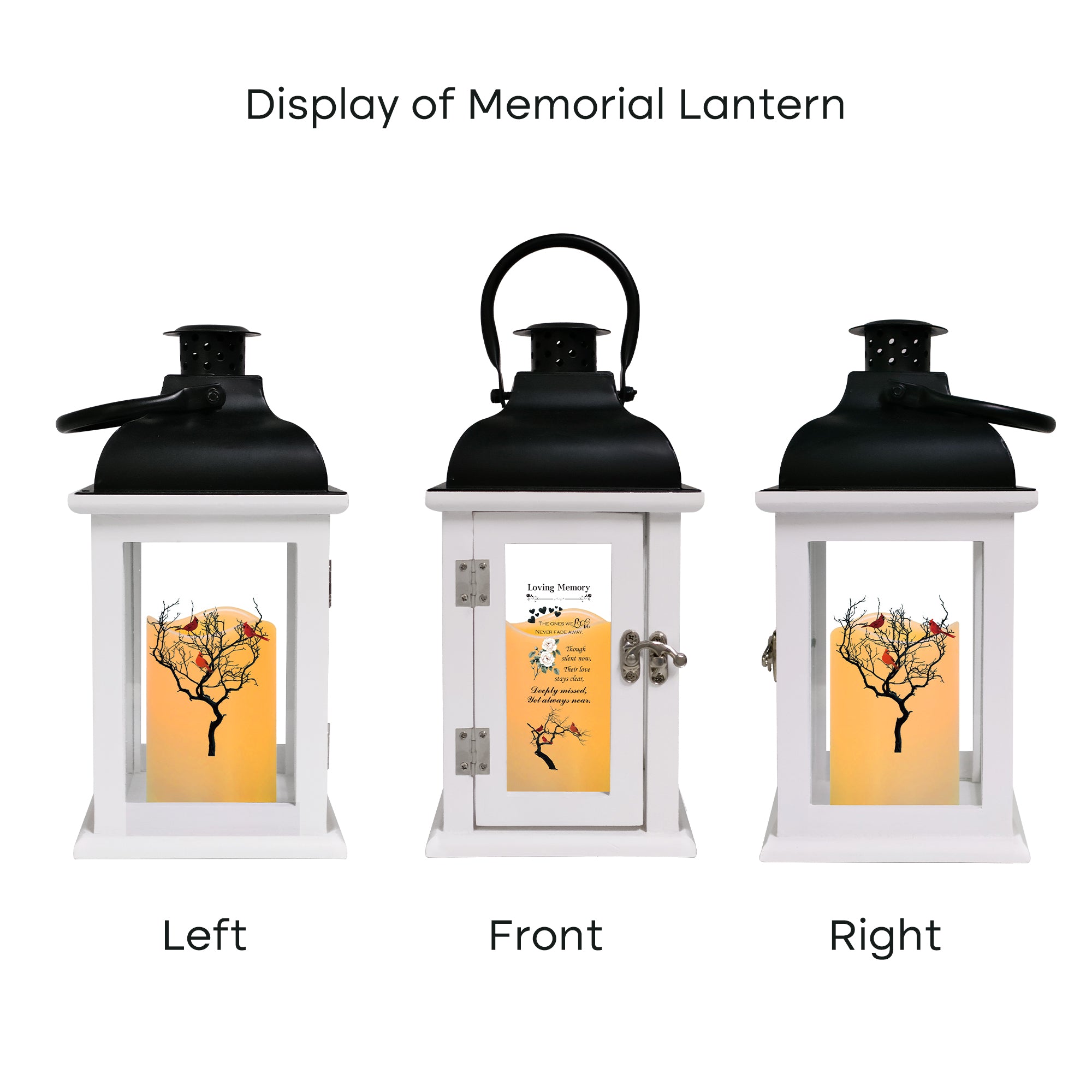 Memorial Lantern Bereavement Gift in Memory of Loved One - Unique Wood & Metal Solar LED Candle Sympathy Gift for Loss of Mother, Father(Tree Bird)