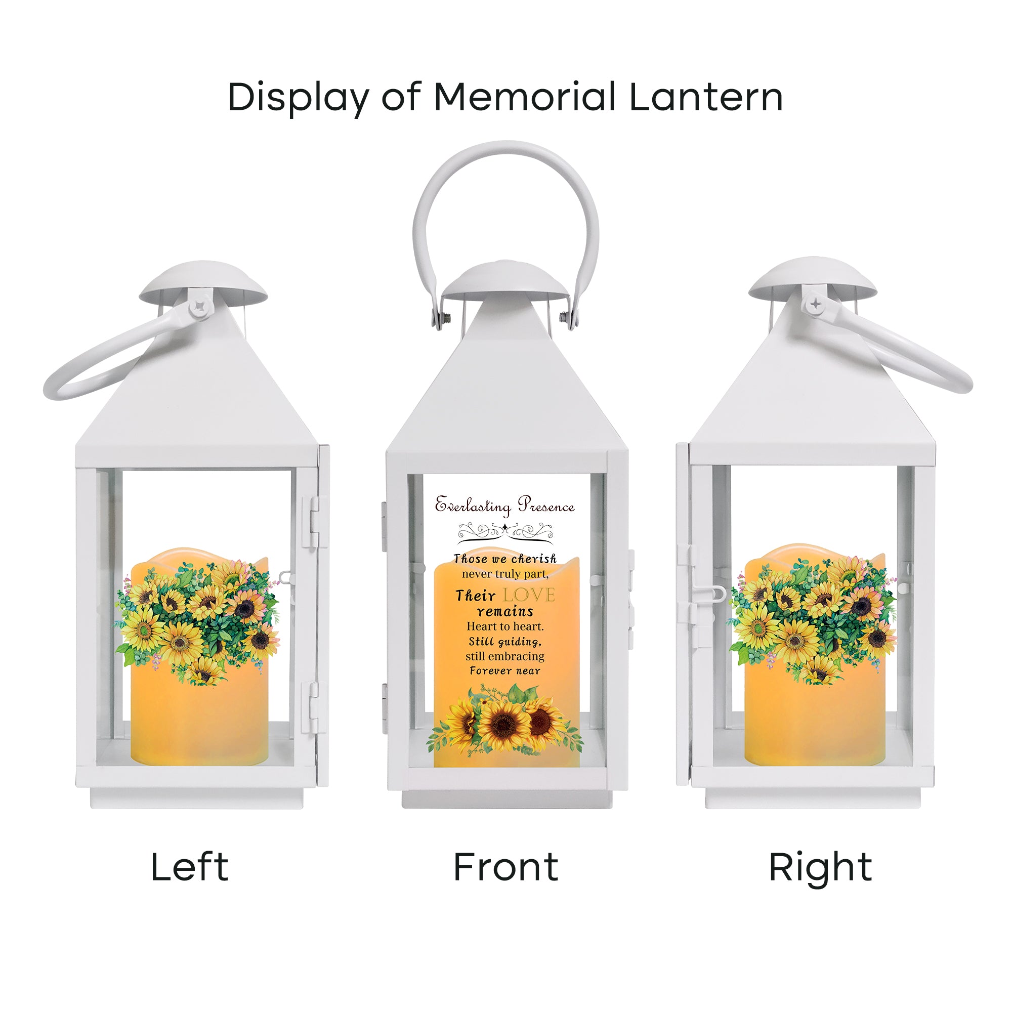 Memorial Lantern Bereavement Gifts in Memory of Loved One – Solar LED Candle Sympathy Gift for Loss of Mother, Father, Family(Sunflower)