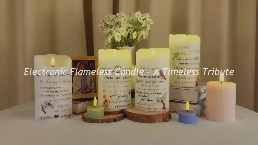 Electronic Flameless Candle - Realistic Wax Memorial Candle with Remote Control, Timer, and Condolence Message, Perfect for Remembering Loved Ones (2 Pack, 4" W × 7" H (Bird)