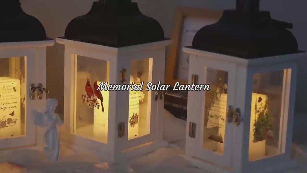 Memorial Lantern Bereavement Gift in Memory of Loved One - Unique Wood & Metal Solar LED Candle Sympathy Gift for Loss of Mother, Father(Tree Bird)